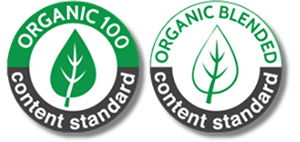 Logo for organic 100 content standard organic blended content standard