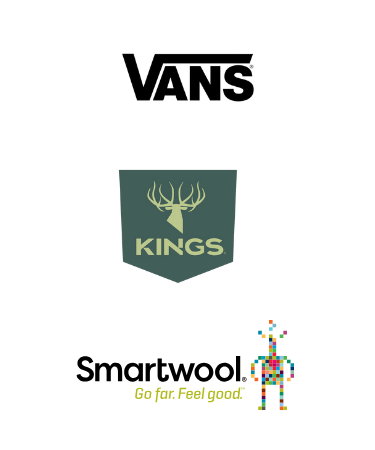 Logos for Vans, Kings, and Smart Wool