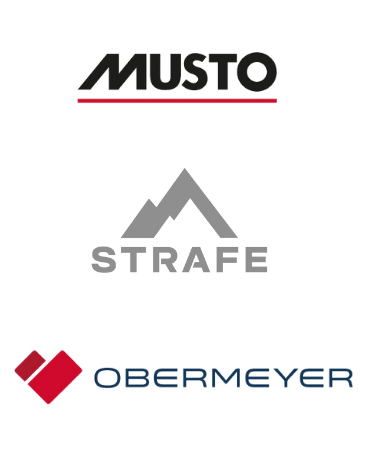 Logos for Musto, Strafe, and Obermeyer