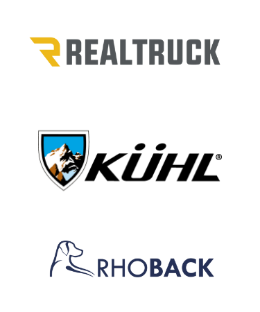 Logos for RealTruck, Kuhl, and Rhoback